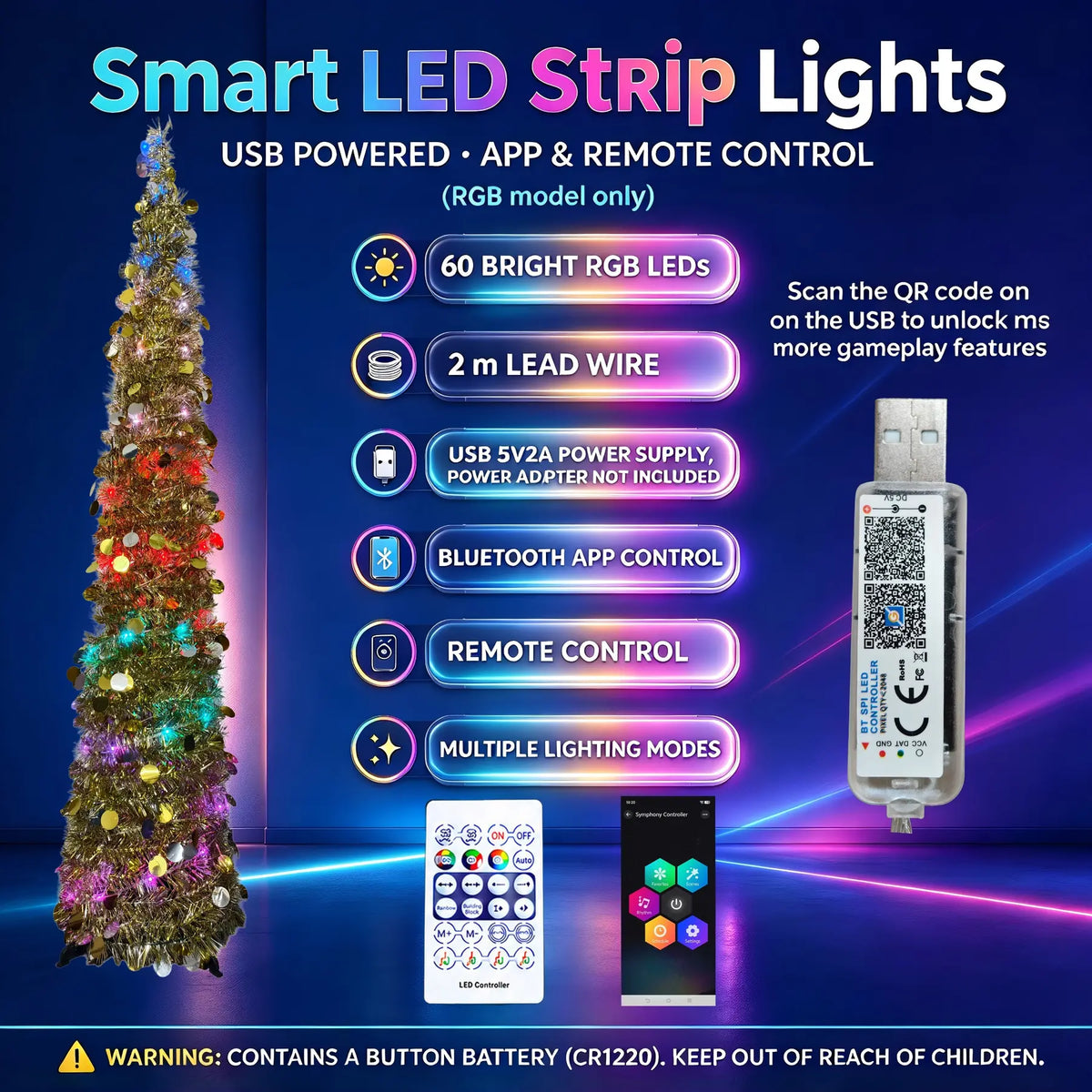 Foldable Christmas Tree, Light up Tree, & LED Lights, Timer Function, Adjustable Flashing Modes, Indoor Outdoor Decoration