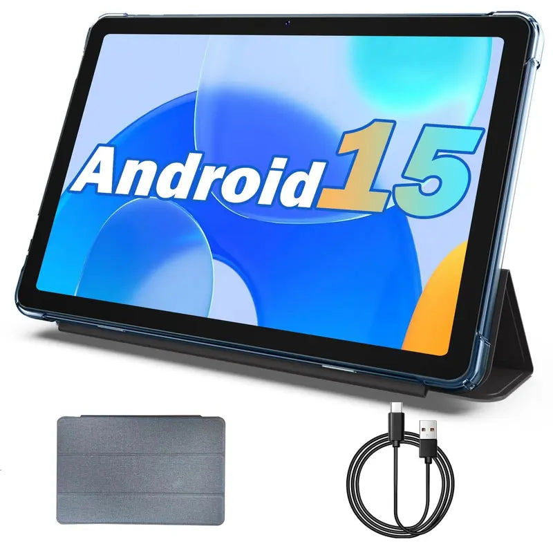 JUNINKE Kids Tablets - 10.1-In Android 15 Wireless Tablets with Protective Case, Dual Camera, 2.4G Wifi, Parental Ctrl, Built-In Li-Ion Battery, Toddlers Educational Electronic Gift Device, Wifi Touchscreen Tablet