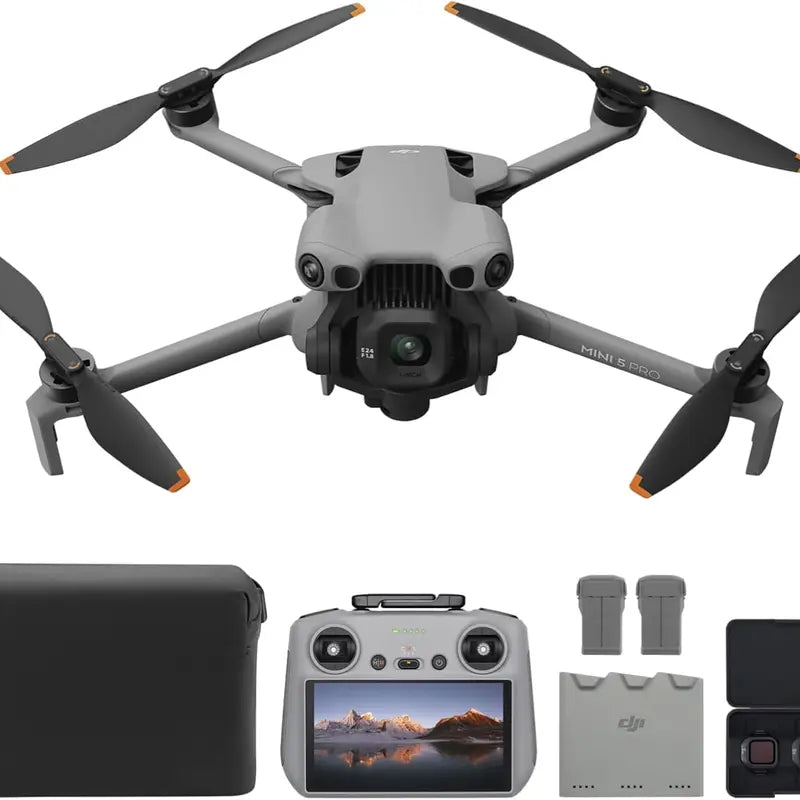 [Pre-Owned Options] DJI Mini 5 Pro Fly More Combo with DJI RC 2, Drone with Camera, 1-Inch CMOS, 4K Drone for Beginners with Omnidirectional Obstacle Sensing, Activetrack 360°, 225° Gimbal Rotation, 3 Batteries, Accessories, Foldable, Device