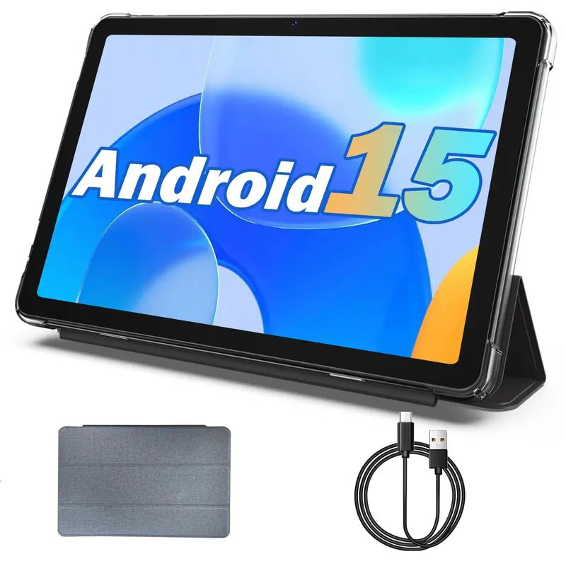 JUNINKE Kids Tablets - 10.1-In Android 15 Wireless Tablets with Protective Case, Dual Camera, 2.4G Wifi, Parental Ctrl, Built-In Li-Ion Battery, Toddlers Educational Electronic Gift Device, Wifi Touchscreen Tablet