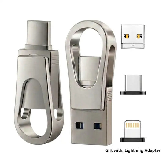 USB Flash Drive 3-In-1, Type-C OTG Dual Interface, Large Capacity Memory Stick, No App Needed, Compatible with Ios Android , for Phone Computer Student Office Use
