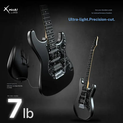 Xmari Smart Electric Guitar Kit - Carbon Fiber Body, Alnico Pickups with Coil Split, 4 DSP Effects, No Built-In Amp, USB-C OTG Recording, Headphone Jack, App Control, Super Strat Design for Creating, Gig Bag, Strap, Cable & Picks #Backtoschool