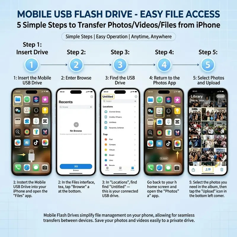 USB Flash Drive 3-In-1, Type-C OTG Dual Interface, Large Capacity Memory Stick, No App Needed, Compatible with Ios Android , for Phone Computer Student Office Use