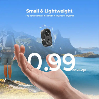 CAMWORLD Mini POV 4K Digital Action Camera - Rechargeable Hands-Free EIS Stabilization, Thumb CMOS Sensor with Lens, Metal Magnetic Mag Mount, Card Support, Wireless Function, Clip Accessory, Portrait/Landscape Modes for Youtube Vlogging