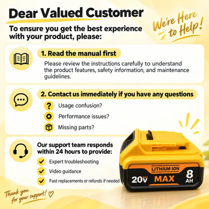 20V MAX 8.0Ah Li-Ion Quick Release Slide-Style Replacement Battery Packs with LED Gauge, Compatible with Dewalt Cordless Tools (DCB200, DCB205, DCB206, DCB208)