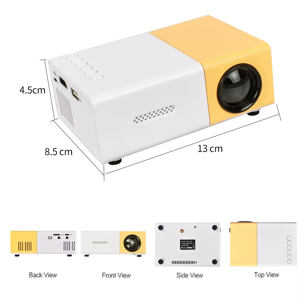 Portable Mini Projector 600 Lumens LCD Hdmi-Compatible Built-In Speakers Small for Home Outdoor Display Kids Gift 320P