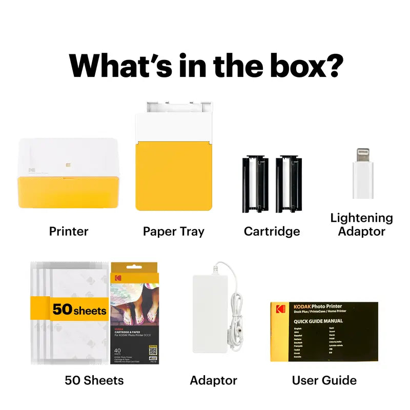 KODAK Dock plus 4X6'' Photo Printer, 50 Sheets, Docking & Bluetooth Smartphone Printer for Iphone & Android, Instant Color Prints, 4PASS Dye Sublimation