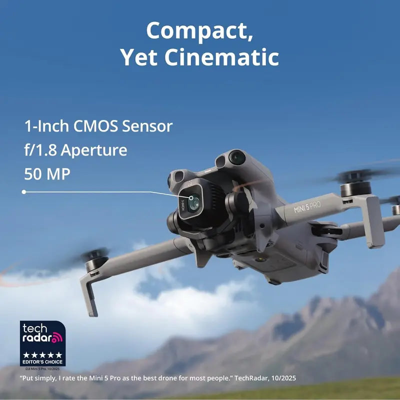 [Pre-Owned Options] DJI Mini 5 Pro Fly More Combo with DJI RC 2, Drone with Camera, 1-Inch CMOS, 4K Drone for Beginners with Omnidirectional Obstacle Sensing, Activetrack 360°, 225° Gimbal Rotation, 3 Batteries, Accessories, Foldable, Device