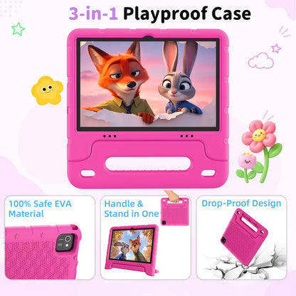 JUNINKE Kids Tablets - 10.1-In Android 15 Wireless Tablets with Protective Case, Dual Camera, 2.4G Wifi, Parental Ctrl, Built-In Li-Ion Battery, Toddlers Educational Electronic Gift Device, Wifi Touchscreen Tablet