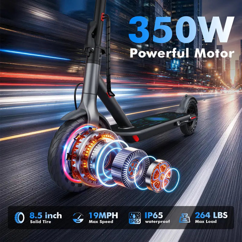 【Aopo】Motorized Scooter for Adults - 350W Motor, 36V Battery, Max 19Mph Speed, 15-Mile Range, 3-Speed Modes, App-Controlled, Dual ABS Brakes, Multifunctional Compact Foldable, Aluminum Portable Frame, 14.8 Kg, 42 X 17 X 18 Inches, Ideal Gift for Teens+