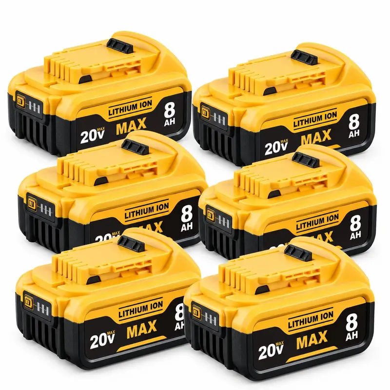 20V MAX 8.0Ah Li-Ion Quick Release Slide-Style Replacement Battery Packs with LED Gauge, Compatible with Dewalt Cordless Tools (DCB200, DCB205, DCB206, DCB208)