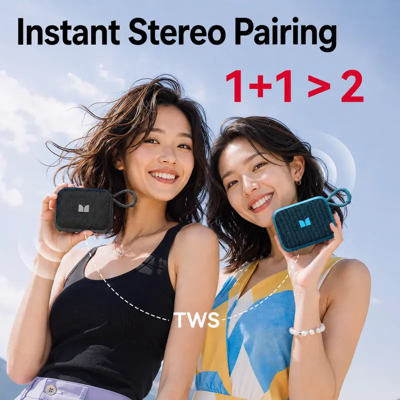 Monster S520 Compact Portable Wireless Bluetooth Speaker - Deep Bass Audio Device with IPX7 Waterproof, Bluetooth 6.0, 16H Playtime, TWS Stereo Pairing, Hands-Free Calls, Sound Upgrade for Beach, Camping (Audio, Mini Instant, Modern)