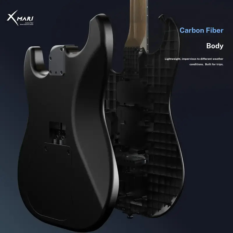 Xmari Smart Electric Guitar Kit - Carbon Fiber Body, Alnico Pickups with Coil Split, 4 DSP Effects, No Built-In Amp, USB-C OTG Recording, Headphone Jack, App Control, Super Strat Design for Creating, Gig Bag, Strap, Cable & Picks #Backtoschool