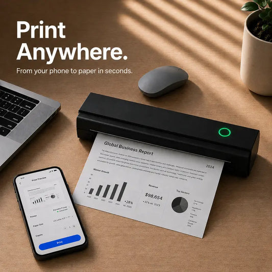 N80 Model Inkless Mobile Printer - 8.5"X11" A4/Letter Compact Wireless Printing Solutions Device with Built-In Bat, Compatible with Ios/Android, Laptops, for Home Use