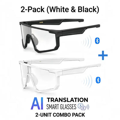 VUB Wearable AI Smart Glasses - Open-Ear Bluetooth Audio, Auto-Darkening Photochromic Lenses, Hands-Free Calling, AI Translation, UV400 Safety, Lightweight, Voice Assistants, for Cycling & Warehouse Work
