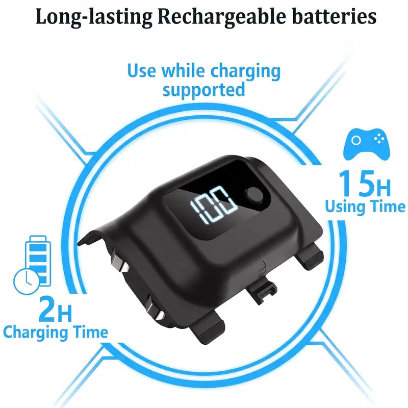 Tuodes 1200Mah Console Accessory Gamepad Battery Pack, +15H Power, USB Cable for Xbox Series X/S Gaming Controller Enhanced Gameplay