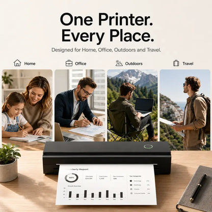 N80 Model Inkless Mobile Printer - 8.5"X11" A4/Letter Compact Wireless Printing Solutions Device with Built-In Bat, Compatible with Ios/Android, Laptops, for Home Use