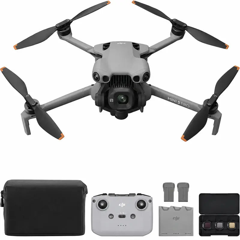 [Pre-Owned Options] DJI Mini 5 Pro Fly More Combo with DJI RC 2, Drone with Camera, 1-Inch CMOS, 4K Drone for Beginners with Omnidirectional Obstacle Sensing, Activetrack 360°, 225° Gimbal Rotation, 3 Batteries, Accessories, Foldable, Device