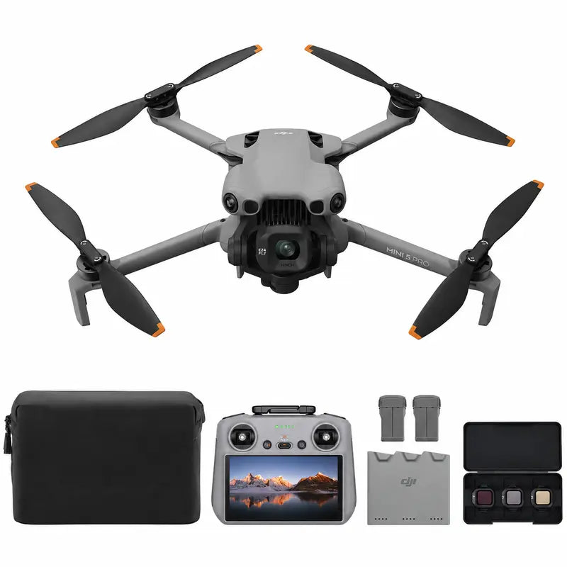 [Pre-Owned Options] DJI Mini 5 Pro Fly More Combo with DJI RC 2, Drone with Camera, 1-Inch CMOS, 4K Drone for Beginners with Omnidirectional Obstacle Sensing, Activetrack 360°, 225° Gimbal Rotation, 3 Batteries, Accessories, Foldable, Device