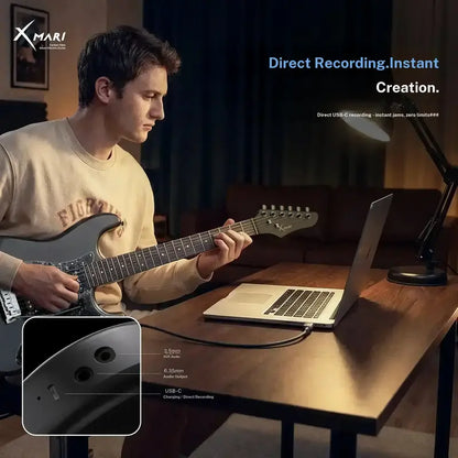 Xmari Smart Electric Guitar Kit - Carbon Fiber Body, Alnico Pickups with Coil Split, 4 DSP Effects, No Built-In Amp, USB-C OTG Recording, Headphone Jack, App Control, Super Strat Design for Creating, Gig Bag, Strap, Cable & Picks #Backtoschool