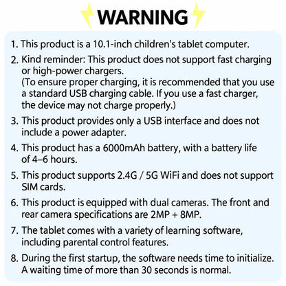 JUNINKE Kids Tablets - 10.1-In Android 15 Wireless Tablets with Protective Case, Dual Camera, 2.4G Wifi, Parental Ctrl, Built-In Li-Ion Battery, Toddlers Educational Electronic Gift Device, Wifi Touchscreen Tablet