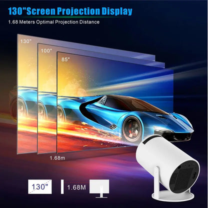 【Techvibes】Portable Android Hy300 Projector, 2.4/5G Wireless Wifi, 360° Rotatable HD LED, BT 5.2 Bluetooth, 200In Screen, Built-In Speaker, USB Cable, Remote Control, TFT LCD Home Video Projector with Connection Support, Valentine’S Day Gift Option