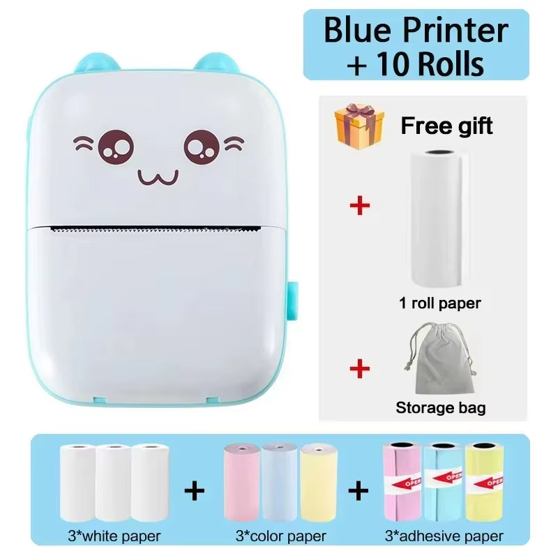 58Mm Mini Portable Thermal Printer Wireless Bluetooth Mobile Pocket Photo Printer Memo Wrong Question HD Printing with USB Cable