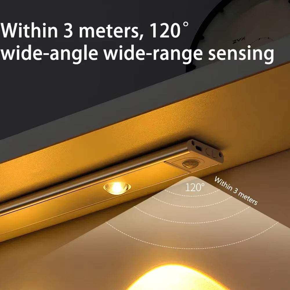 LED Cabinet Night Light Motion Sensor Wireless Ultra Thin under Cabinet Lamp for Kitchen Bedroom Wardrobe Indoor Lighting