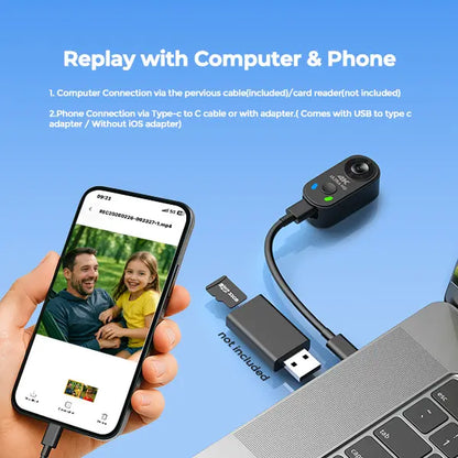 CAMWORLD Mini POV 4K Digital Action Camera - Rechargeable Hands-Free EIS Stabilization, Thumb CMOS Sensor with Lens, Metal Magnetic Mag Mount, Card Support, Wireless Function, Clip Accessory, Portrait/Landscape Modes for Youtube Vlogging