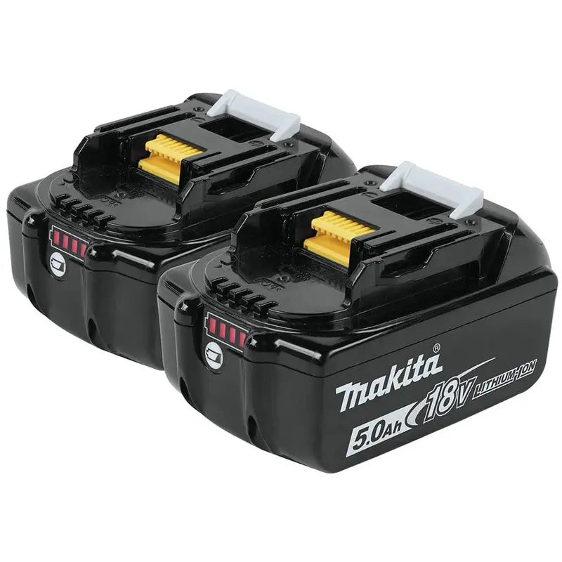 Makita BL1850B 18V LXT Lithium-Ion 5.0Ah Slide-Style Batteries - 2-Pack High Capacity Power Tool Accessories, Fast Charging, Rapid Optimum Charger Compatible, Self-Discharge Resistant, Smart-Charging System